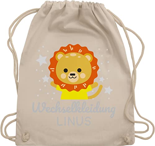 Turnbeutel Rucksack - Kita Beutel Wechselsachen Jungen - Wechselkleidung Löwe - Unisize - Naturweiß - wäschebeutel kindergarten kita-rucksack kindergartenkind turnsack wechselbeutel von Geschenk mit Namen personalisiert by Shirtracer