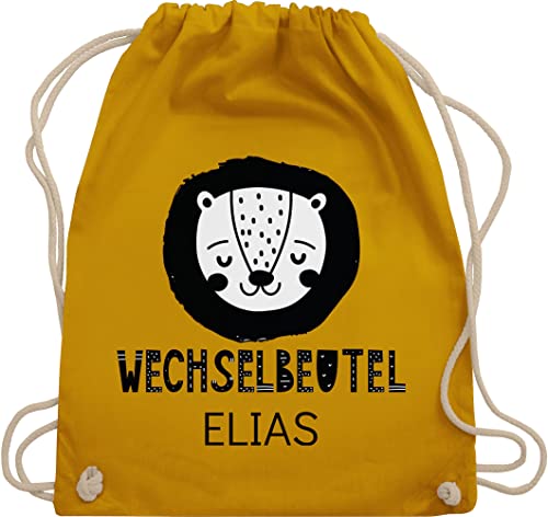 Turnbeutel Rucksack - Kita Beutel Wechselsachen Mädchen - Wechselbeutel Löwe - Unisize - Senfgelb - wäschebeutel für kindergarten kindergartenbeutel personalisierte name stoffrucksack von Geschenk mit Namen personalisiert by Shirtracer