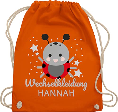 Turnbeutel Rucksack - Kita Beutel Wechselsachen Mädchen - Wechselkleidung Marienkäfer - Unisize - Orange - kindergarten-rucksack wechselbeutel kindergarten sportbeutel wechselwäsche kita-rucksack von Geschenk mit Namen personalisiert by Shirtracer