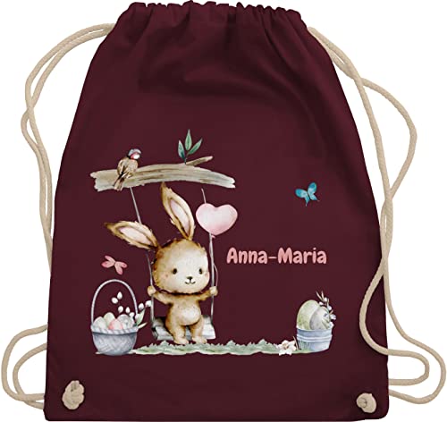 Turnbeutel Rucksack - Ostergeschenke Ostern - Hase Süß Kinder - Unisize - Bordeauxrot - stoffbeutel kindergarten baumwollrucksack beutel stofftasche name backpack wäschebeutel kordel sporttasche von Geschenk mit Namen personalisiert by Shirtracer