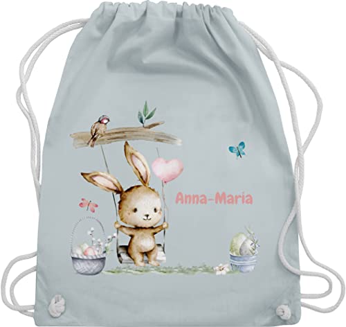 Turnbeutel Rucksack - Ostergeschenke Ostern - Hase Süß Kinder - Unisize - Pastell Blau - osterhasentasche personalisierte oster hasen scribble kinderturnbeutel tasche kindergarten jungen beutel von Geschenk mit Namen personalisiert by Shirtracer