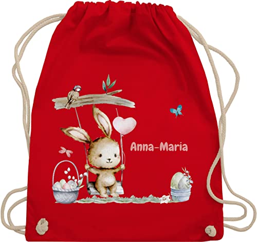 Turnbeutel Rucksack - Ostergeschenke Ostern - Hase Süß Kinder - Unisize - Rot - kindergarten stoffbeutel osterngeschenke name stofftasche beutel ostegeschenk scribble bag wäschebeutel von Geschenk mit Namen personalisiert by Shirtracer