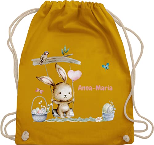 Turnbeutel Rucksack - Ostergeschenke Ostern - Hase Süß Kinder - Unisize - Senfgelb - kindergarten beutel baumwolle stoffbeutel kordel für name tieren schulkind personalisierter tasche jungen von Geschenk mit Namen personalisiert by Shirtracer