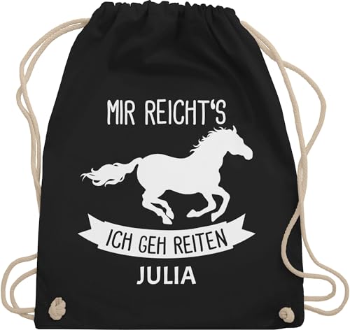 Turnbeutel Rucksack - Pferd Pferde - Mir reichts ich geh reiten - Unisize - Schwarz - tasche zum reit sachen für mädchen pferden gehe beutel pferderucksäcke pferdemotiv wunschnamen stoffbeutel von Geschenk mit Namen personalisiert by Shirtracer