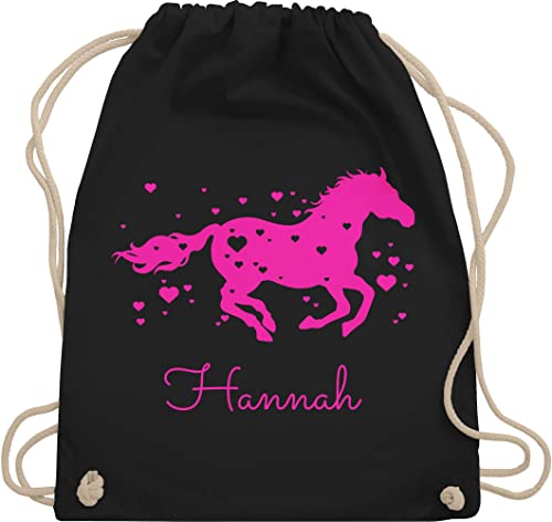 Turnbeutel Rucksack - Pferd - Pferde Geschenk Mädchen - Unisize - Schwarz - kindergarten pferderucksäcke pferden beutel schule pferderucksack pferdemotiv stoffbeutel maedchen tasche reitsport von Geschenk mit Namen personalisiert by Shirtracer