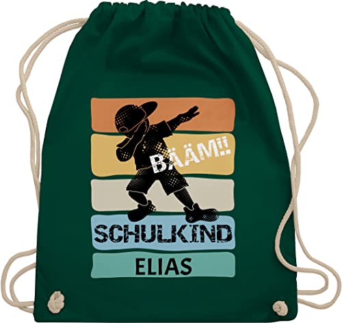 Turnbeutel Rucksack - Schulanfang Einschulung - BÄÄM Schulkind - Unisize - Dunkelgrün - geschenke jungen 1. schultag junge turnbuetel bääm beut zur für schulbeginn sport beuteltasche von Geschenk mit Namen personalisiert by Shirtracer