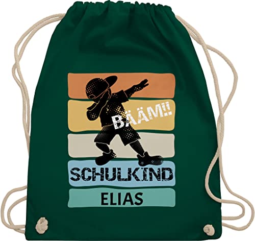 Turnbeutel Rucksack - Bääm Schulkind Geschenk Einschulung Geschenke Schulanfang Geschenk Schuleintritt I Schuleinführung - Unisize - Dunkelgrün - jungen erster schultag sportbeutel von Geschenk mit Namen personalisiert by Shirtracer