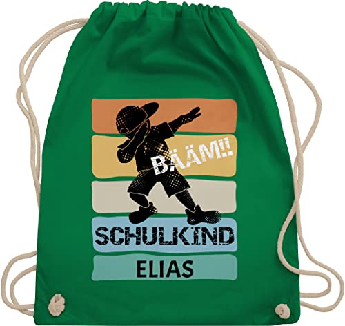 Turnbeutel Rucksack - Bääm Schulkind Geschenk Einschulung Geschenke Schulanfang Geschenk Schuleintritt I Schuleinführung - Unisize - Grün - jungen erster schultag sportbeutel schulanfänger bamm von Geschenk mit Namen personalisiert by Shirtracer