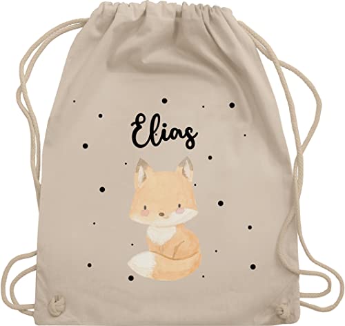 Turnbeutel Rucksack - Tiere - Süßer Fuchs - Unisize - Naturweiß - kindergarten beutel personalisierter stoffbeutel kinder personalisierte geschenke name sportbeutel und wäschebeutel kita tier von Geschenk mit Namen personalisiert by Shirtracer