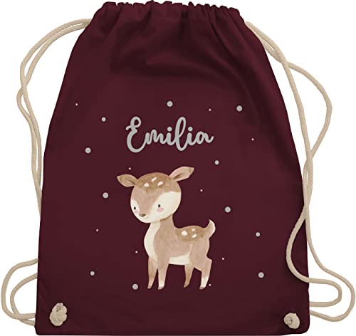 Turnbeutel Rucksack - Süßes Reh - Unisize - Bordeauxrot - beutel kindergarten baumwolle-beutel personalisierte kinder tasche krippe rücksack sporttasche personalisierter beuteltasche baumwolle von Geschenk mit Namen personalisiert by Shirtracer