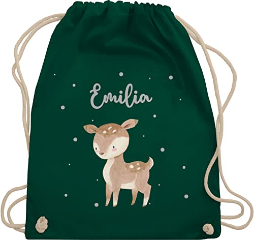 Turnbeutel Rucksack - Süßes Reh - Unisize - Dunkelgrün - kindergarten tasche turnsack personalisierter beutel kinder stoffbeutel kita taschen baumwolle turnsackerl kindergartenrucksack mädchen von Geschenk mit Namen personalisiert by Shirtracer