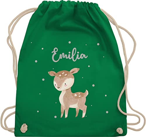 Turnbeutel Rucksack - Süßes Reh - Unisize - Grün - baumwolle beutel sportbeutel kindergarten tasche kita name rucksäcke personalisierte kinder taschen personalisierter kinderrucksack waldtiere von Geschenk mit Namen personalisiert by Shirtracer