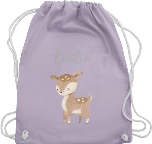 Turnbeutel Rucksack - Süßes Reh - Unisize - Pastell Lila - stofftasche kindergarten beutel personalisierter stoffbeutel kinder sportrucksack personalisierte tasche kind kita geschenke taschen von Geschenk mit Namen personalisiert by Shirtracer