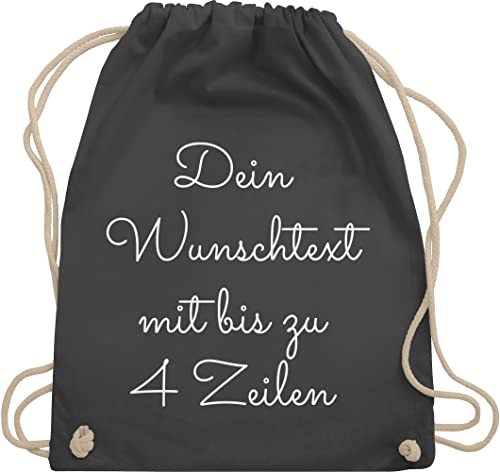 Turnbeutel Rucksack - Aufdruck selbst gestalten - Wunschtext - Unisize - Dunkelgrau - selber bedrucken beutel kinder sportbeutel kindergarten stoffbeutel schule personalisierte beschriften lassen von Geschenk mit Namen personalisiert by Shirtracer