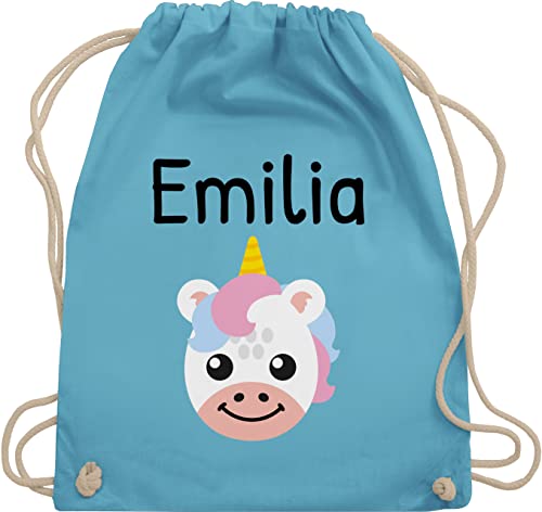 Turnbeutel Rucksack - Süßes Einhorn - Unisize - Hellblau - unicorn name kindergarten beutel baumwolle einhornrucksack kita tasche mädchen einhörnern beutelrucksäcke stoffbeutel wechselkleidung von Geschenk mit Namen personalisiert by Shirtracer