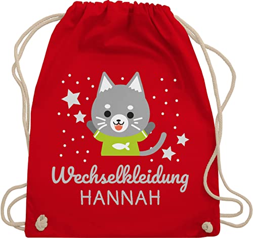 Turnbeutel Rucksack - Kita Beutel Wechselsachen Mädchen - Wechselkleidung Katze - Unisize - Rot - kindergartenkind wechselbeutel stoffbeutel kindergarten kindergarten-rucksack von Geschenk mit Namen personalisiert by Shirtracer