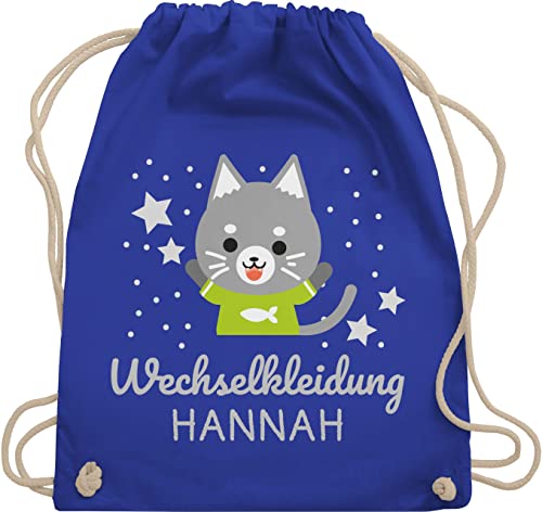 Turnbeutel Rucksack - Kita Beutel Wechselsachen Mädchen - Wechselkleidung Katze - Unisize - Royalblau - sportbeutel personalisierte stoffbeutel kindergarten kindergartenrucksack von Geschenk mit Namen personalisiert by Shirtracer