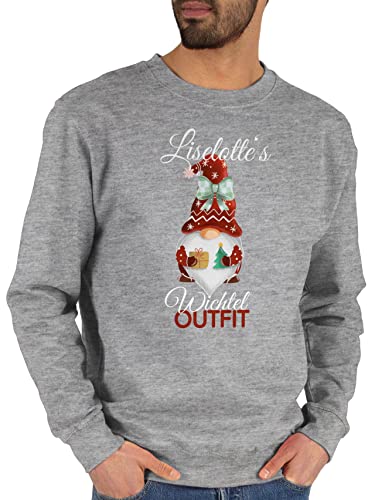 Sweater Pullover Sweatshirt Herren Damen - Weihnachten Geschenke Christmas - Wichtel Outfit mit Name - M - Grau meliert - weihnachtsmotiv Weihnachts weihnachtsmotive weihnachtsmotiven weihnachtliche von Geschenk mit Namen personalisiert by Shirtracer