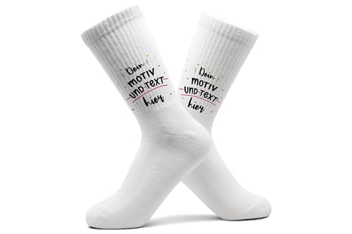 Wunschmotiv Socken Wunschtext Tennissocken Wunschmotiv I Dein Text und Motiv I Bedruckte Tennissocken selbst bedrucken - 42-46 - Weiß - sportsocken damen personalisierte customized socks von Geschenk mit Namen personalisiert by Shirtracer