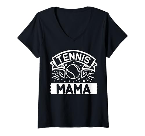 Damen Tennis Mama T-Shirt mit V-Ausschnitt von Geschenk & Bekleidung Tennis Liebhaber by DIMMERCH