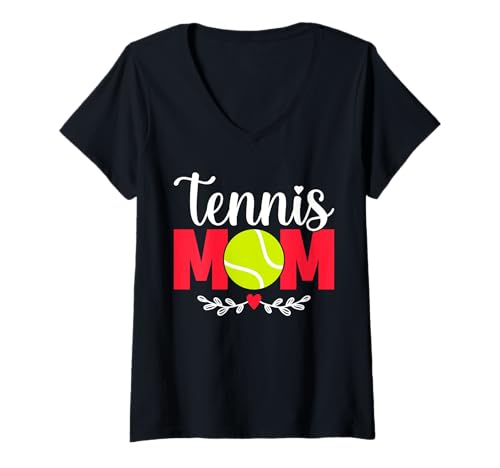 Damen Tennis Mom T-Shirt mit V-Ausschnitt von Geschenk & Bekleidung Tennis Liebhaber by DIMMERCH