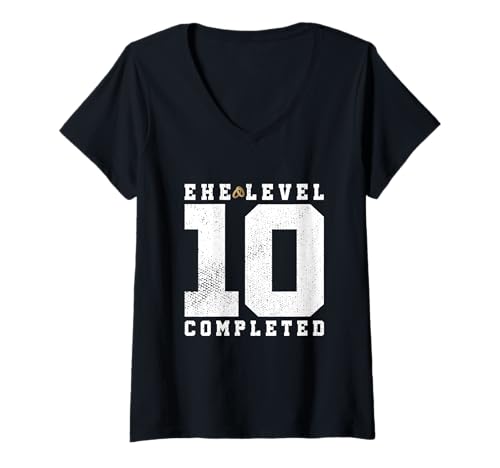 Damen Ehe Level 10 Completed 10. Hochzeitstag Party Rosenhochzeit T-Shirt mit V-Ausschnitt Damen Ehe Level 10 Completed 10. Hochzeitstag Party Rosenhochzeit T-Shirt mit V-Ausschnitt von Geschenk zur Holzhochzeit & 10. Hochzeitstag Party