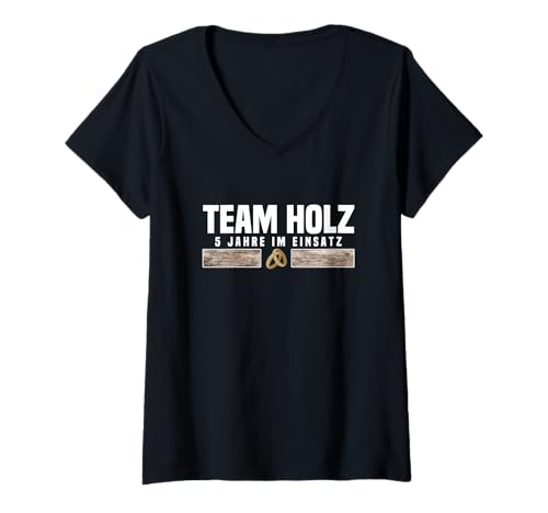 Damen Hölzerne Hochzeit 5 Jahre Team Holz Gadgets Holzhochzeit T-Shirt mit V-Ausschnitt Damen Hölzerne Hochzeit 5 Jahre Team Holz Gadgets Holzhochzeit T-Shirt mit V-Ausschnitt von Geschenk zur Holzhochzeit & Hölzerne Hochzeit