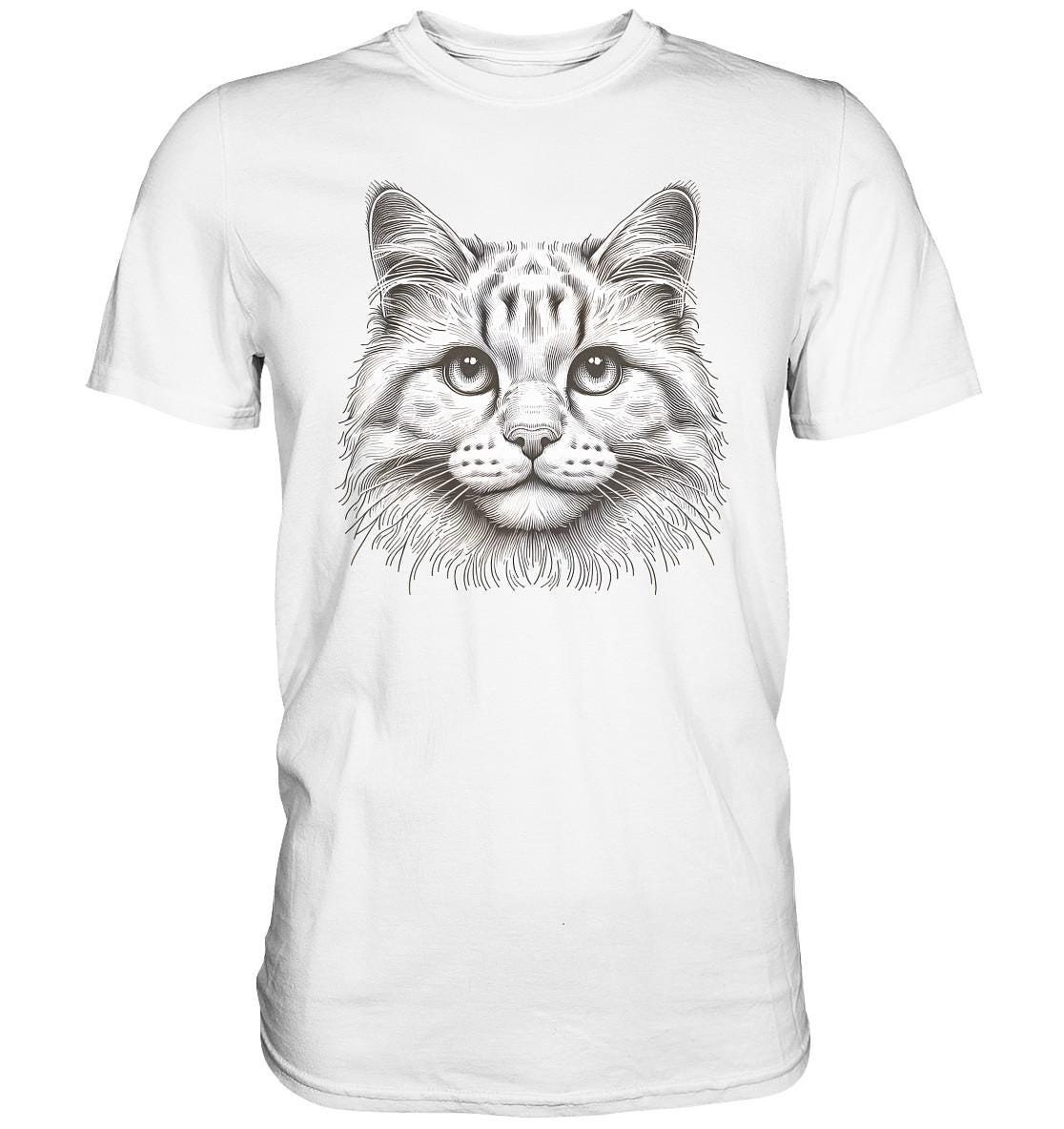 Katzen Illustration T-Shirt - Premium Shirt von GeschenkDesignsDE