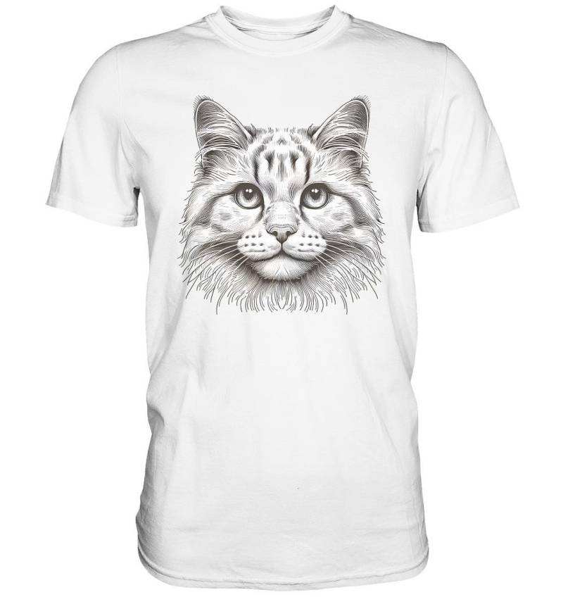 Katzen Illustration T-Shirt - Premium Shirt von GeschenkDesignsDE