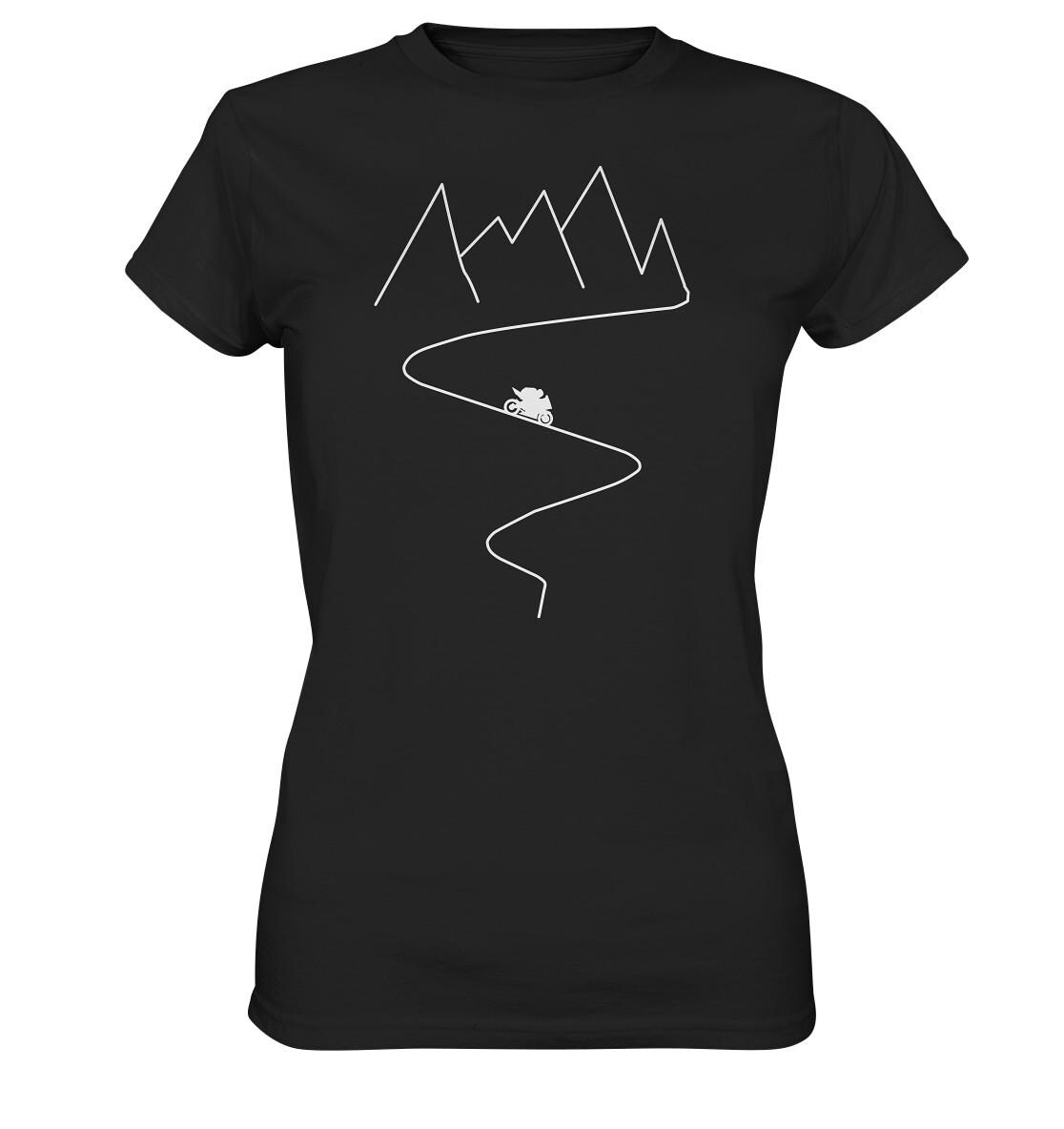 Motorrad Berge Motorradfahrerin - Ladies Premium Shirt von GeschenkDesignsDE