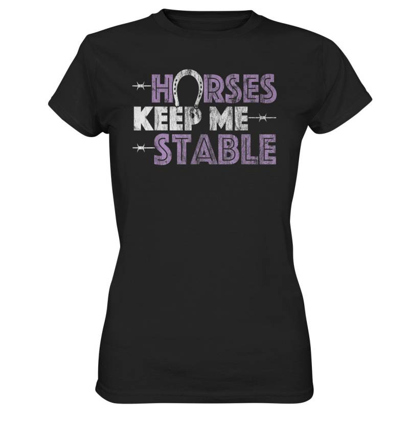 Pferde Reiterin Reiten Hufeisen Stall T-Shirt Geschenkidee Muttertag Geschenk - Damen Premium Shirt von GeschenkDesignsDE