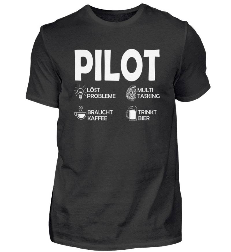 T Shirt Pilot Löst Probleme Berufe Flugzeug Spruch Piloten Geschenkideen Luftfahrt Flug - Herren Tshirt von GeschenkDesignsDE