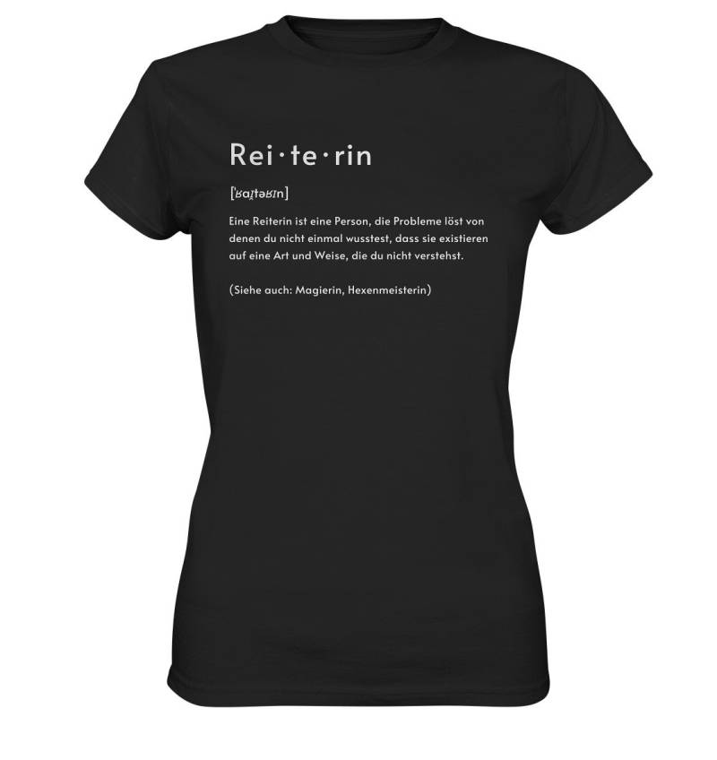 T Shirt Reiterin Definition Reiten Lautschrift Pferdehof Geschenk - Personalisierbares Premium Tshirt T Shirt Reiterin Definition Reiten Lautschrift Pferdehof Geschenk - Personalisierbares Premium Tshirt von GeschenkDesignsDE