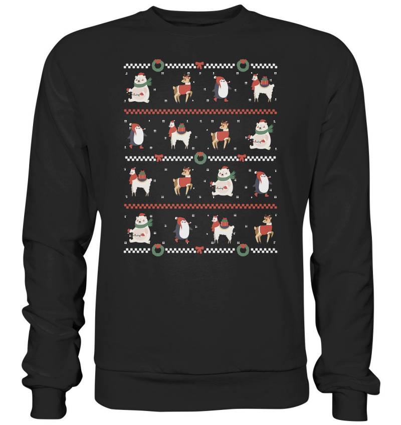 Tiere Ugly Christmas Tier Sweater Mit Rentier Pinguin Lama Und Bär Weihnachten - Unisex Basic Sweatshirt von GeschenkDesignsDE