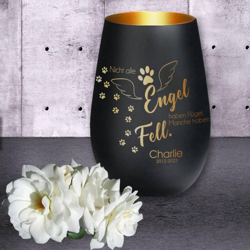 Windlicht | Hund Trauerlicht Erinnerung Andenken Mit Persönlicher Gravur von GeschenkPlanet
