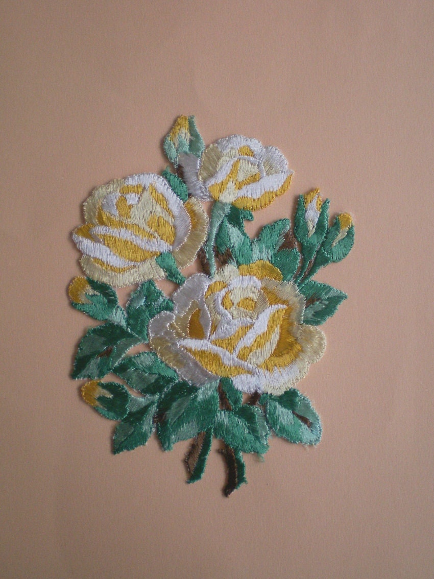 Große Blumen-Applikation/Vintage Rosen-strauß Antiker Großer Blumen-Aufnäher Große Blumen-Applikation/Vintage Rosen-strauß Antiker Großer Blumen-Aufnäher von GeschenkZuSchlag