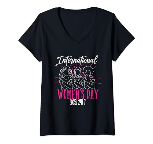 Damen Internationaler Frauentag 365/24/7 Internationaler Frauentag T-Shirt mit V-Ausschnitt Damen Internationaler Frauentag 365/24/7 Internationaler Frauentag T-Shirt mit V-Ausschnitt von Geschenkartikel zum Internationalen Frauentag