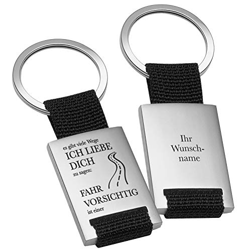 Personalisierter Schlüsselanhänger mit Gravur | Fahr Vorsichtig Ich liebe dich | Schwarz | Schlüsselanhänger Auto LKW Motorrad Bus | 8,5x3,5cm | Geschenke für Männer und Frauen Personalisierter Schlüsselanhänger mit Gravur | Fahr Vorsichtig Ich liebe dich | Schwarz | Schlüsselanhänger Auto LKW Motorrad Bus | 8,5x3,5cm | Geschenke für Männer und Frauen von Geschenke 24