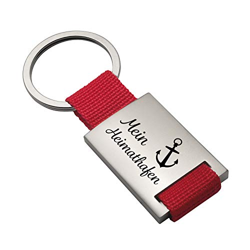 Geschenke 24 | Schlüsselanhänger mit Gravur Heimathafen (Rot - VS&RS) | personalisiert mit Wunschname | Autozubehör maritimes Design | Vatertagsgeschenk | kleine Aufmerksamkeit von Geschenke 24