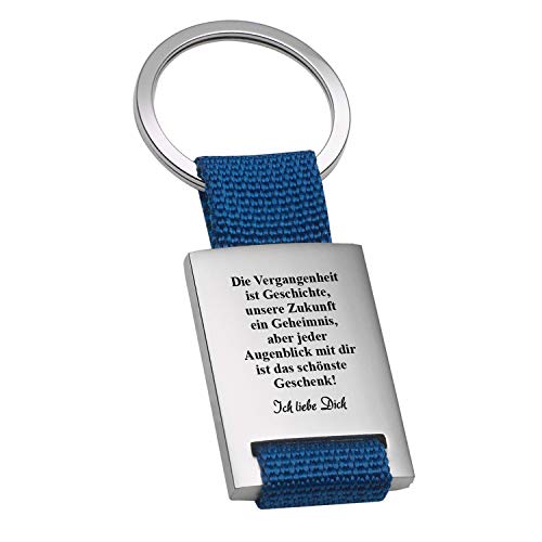 Liebesbeweis Schlüsselanhänger mit Gravur | Blau | Vergangenheit | Ich liebe dich Anhänger für Partner | 8,5x3,5cm | Romantisches Geschenk Freundin Freund zum Jahrestag von Geschenke 24