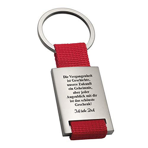 Liebesbeweis Schlüsselanhänger mit Gravur | Rot | Vergangenheit | Ich liebe dich Anhänger für Partner | 8,5x3,5cm | Romantisches Geschenk Freundin Freund zum Jahrestag von Geschenke 24