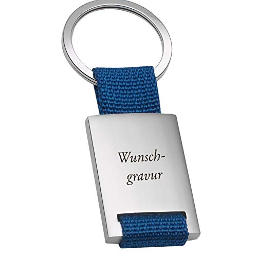 Schlüsselanhänger Personalisiert mit Gravur | Beidseitige Gravur möglich | Blau | Wunschgravur | Geschenk zu Weihnachten für Mama Papa | 8,5x3,5cm von Geschenke 24