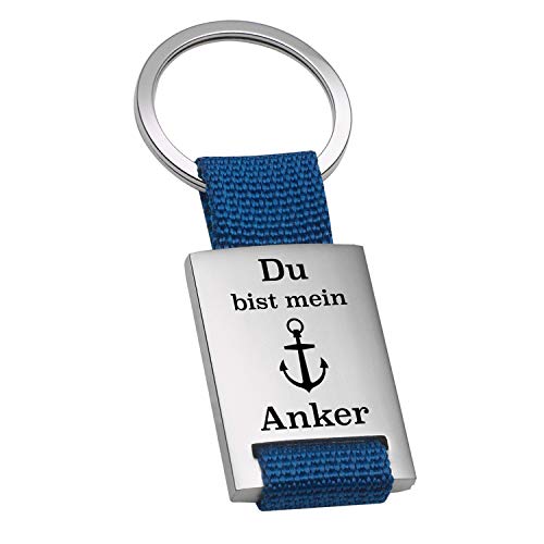 Geschenke 24 | Schlüsselanhänger personalisiert Du bist mein Anker (Blau - VS) | Liebesgeschenk | maritime Geschenkidee | Valentinstagsgeschenk mit Gravur | kleine Aufmerksamkeit von Geschenke 24