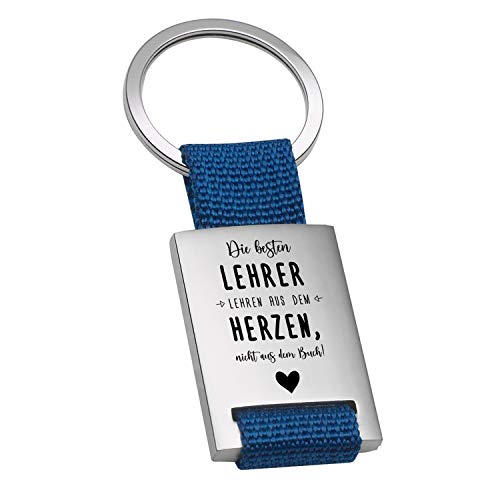 Geschenke 24 | Schlüsselanhänger personalisiert Die besten Lehrer (Blau - VS&RS) | graviert mit Spruch und Name | Abschiedsgeschenk für Kollegen | kleine Aufmerksamkeit von Geschenke 24