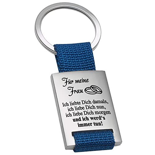 Geschenke 24 Schlüsselanhänger personalisiert - Ich liebte Dich: Partneranhänger mit Spruch (Frau, Blau - VS&RS)| Hochzeitstagsgeschenk | Valentinstagsgeschenk | kleine Aufmerksamkeit von Geschenke 24