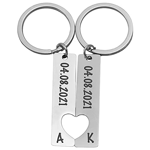 Partner Schlüsselanhänger Personalisiert | 2er Set mit Gravur Datum und Namen | Geschenk zum Jahrestag Valentinstag Geburtstag für ihn und sie | Anhänger mit Herz Männer und Frauen | Silber Partner Schlüsselanhänger Personalisiert | 2er Set mit Gravur Datum und Namen | Geschenk zum Jahrestag Valentinstag Geburtstag für ihn und sie | Anhänger mit Herz Männer und Frauen | Silber von Geschenke 24
