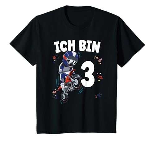 Kinder Ich bin 3 Jahr alt Motorrad 3. Geburtstag T-Shirt von Geschenke 3. Geburtstag