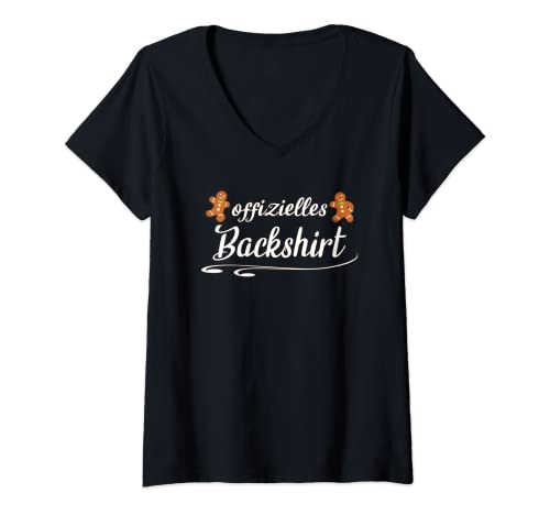 Damen Backzubehör Offizielles Backshirt Weihnachten T-Shirt mit V-Ausschnitt Damen Backzubehör Offizielles Backshirt Weihnachten T-Shirt mit V-Ausschnitt von Geschenke Backen Plätzchen Weihnachtskekse