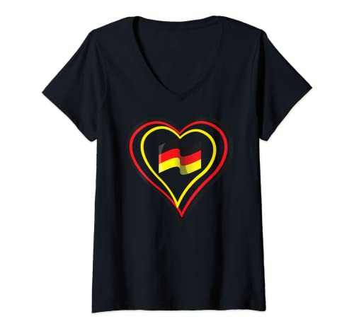 Damen Fanartikel Deutschland Fanartikel GER Design Deutschland T-Shirt mit V-Ausschnitt Damen Fanartikel Deutschland Fanartikel GER Design Deutschland T-Shirt mit V-Ausschnitt von Geschenke Deutschland Fanartikel Fussball Germany