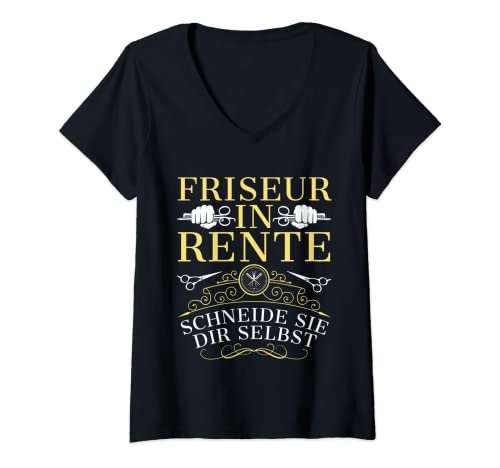 Damen Friseur In Rente Frisör Ruhestand Rentenbeginn Rentner Rente T-Shirt mit V-Ausschnitt Damen Friseur In Rente Frisör Ruhestand Rentenbeginn Rentner Rente T-Shirt mit V-Ausschnitt von Geschenke Für Friseure Ruhestand Friseur Rentner